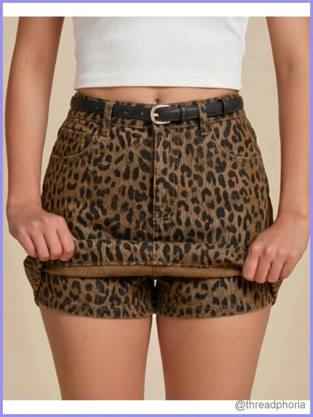 High Waisted Denim Skort with Shorts Stretchy Split Mini